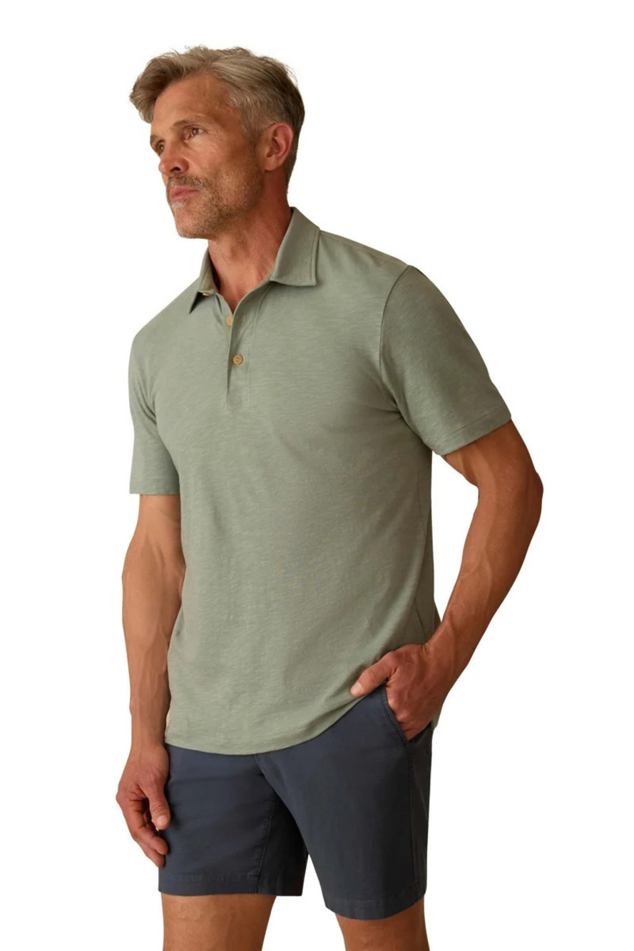 Faherty Sage Slub Jersey Knit Sunwashed Polo/61380